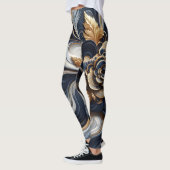 Marineblauw en goudmarmer Schilderen Abstract Leggings (Links)