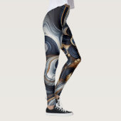Marineblauw en goudmarmer Schilderen Abstract Leggings (Rechts)