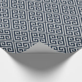 Marineblauw en grijs Grieks sleutelpapier Cadeaupapier (Hoek)