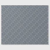 Marineblauw en grijs Grieks sleutelpapier Cadeaupapier (Vlak)