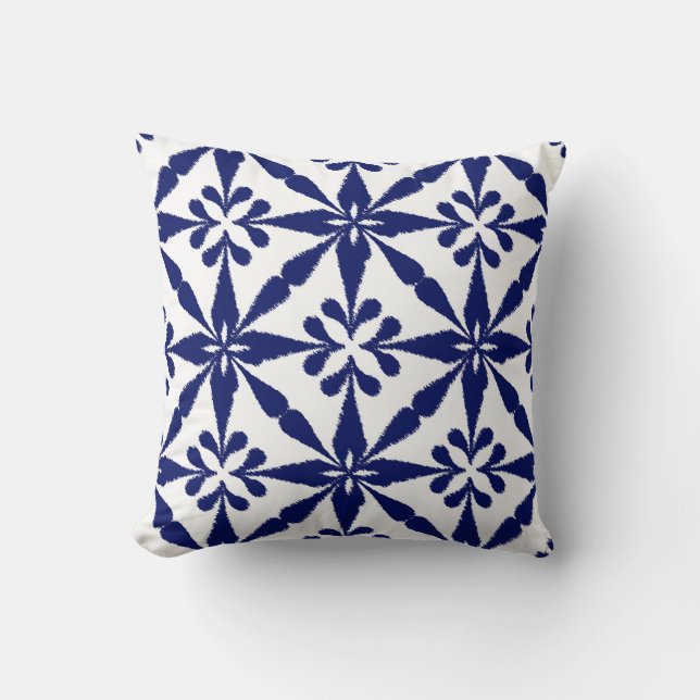 Marineblauw en het Witte Patroon van de Ster van Kussen (Voorkant)