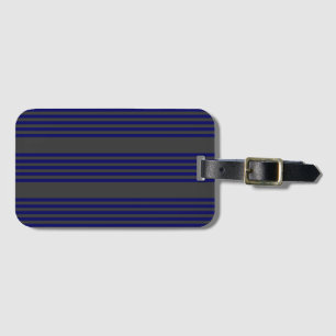 Marineblauw en koolstof vijf strepenpatroon bagagelabel