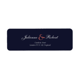 Marineblauw en koraal Bruiloft Retouradres Labels