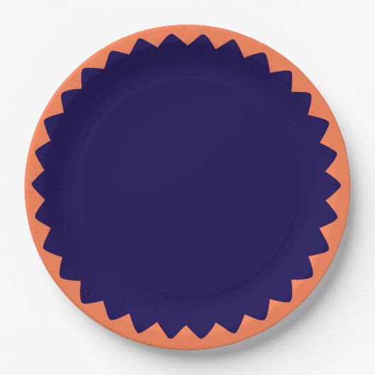 Marineblauw en koraalrood bord (Voorkant)