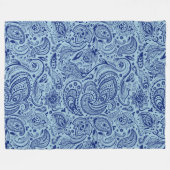 Marineblauw en lichtblauw Floral Paisley Fleece Deken (Voorkant (Horizontaal))