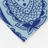 Marineblauw en lichtblauw Floral Paisley Fleece Deken (Hoek)