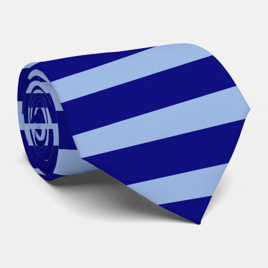 Marineblauw en Lichtblauw Horizontale Strepen Stropdas (Opgerold)