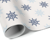 Marineblauw en Lichtblauw Nautisch Wielgeschenk Cadeaupapier (Rol Hoek)