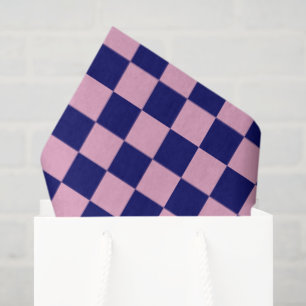 Marineblauw en lichtroze schaakbordpatroon tissuepapier