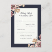 Marineblauw en mauve bloemrijke elegante vintage t