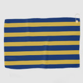 Marineblauw en metaalgoud verticaal gestreept golfhanddoek (Horizontaal)