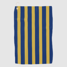 Marineblauw en metaalgoud verticaal gestreept golfhanddoek