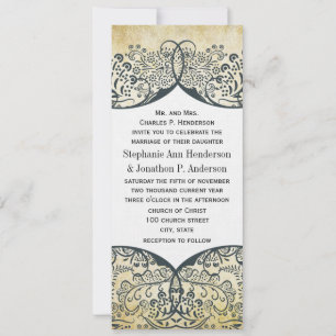 Marineblauw en Mosterd Liefdesvogel Paisley Patroo Kaart