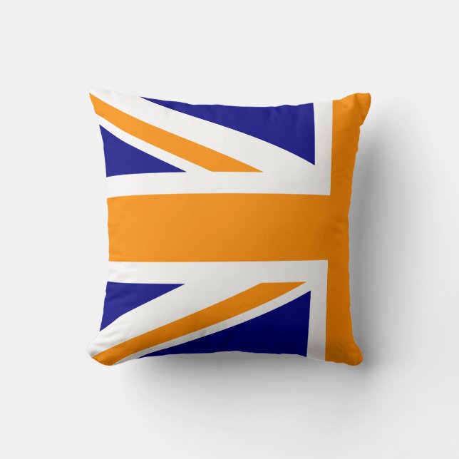 Marineblauw en oranje Union Jack Half Kussen (Voorkant)