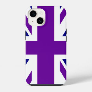 Marineblauw en paarse Union Jack iPhone 14 Hoesje