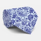 Marineblauw en pastelblauw paisley Patroon Stropdas (Opgerold)