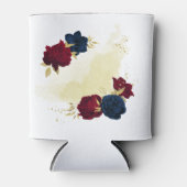 marineblauw en rode bloemen groen blikjeskoeler (Voorkant)