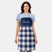 Marineblauw en rood Check gepersonaliseerde keuken Schort (Gedragen)