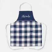 Marineblauw en rood Check gepersonaliseerde keuken Schort (Voorkant)