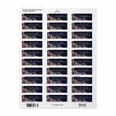 Marineblauw en Roos Goud Bloemen Adres Etiket (Full Sheet)