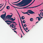 Marineblauw en roze bloemdamast fleece deken (Hoek)