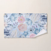 Marineblauw en roze bloemen bad handdoek (Handdoek)
