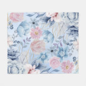 Marineblauw en roze bloemen fleece deken (Voorkant (Horizontaal))