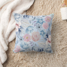 Marineblauw en roze bloemen kussen