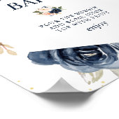 marineblauw en roze bruidsdouche mimosa bar bord poster (Hoek)