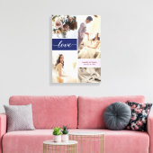 Marineblauw en roze elegante Liefde Trouwfoto's Canvas Afdruk (Insitu (Woonkamer))