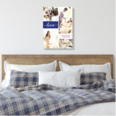 Marineblauw en roze elegante Liefde Trouwfoto's Canvas Afdruk (Insitu (Slaapkamer))