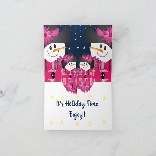 marineblauw en roze kunstwerk feestdagen kaart (Binnen)