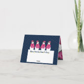 marineblauw en roze kunstwerk feestdagen kaart (Achterkant)