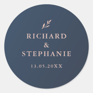 Marineblauw en Roze Lovertjes Envelope Seal Sticke Ronde Sticker