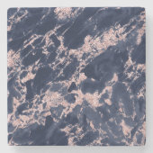 marineblauw en roze marmer stenen onderzetter (Voorkant)