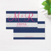 Marineblauw en Roze Monogram Bruiloft Drink Ticket Visitekaartjes (Bureau)