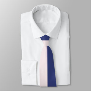 Marineblauw en roze verticale kleurblokken stropdas