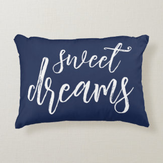 Marineblauw en Roze Zoete Dromen Hand Lettering Accent Kussen