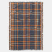 Marineblauw en Sinaasappel geruite werpdeken Deken (Voorkant Verticaal)