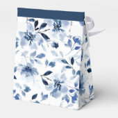 Marineblauw en stoffig blauwe bloem bedankdoosjes (Achterkant)