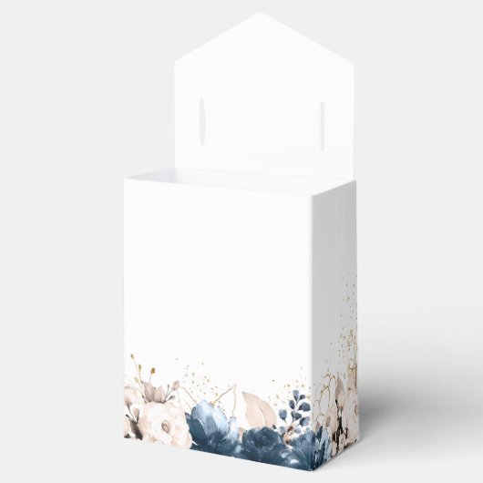 Marineblauw en stoffig Roos Bruiloft Favor Box Bedankdoosjes (Geopend)