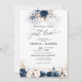 Marineblauw en stoffig Roos huwelijksceremonie Kaart (Voorkant)