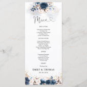 Marineblauw en stoffig Roos huwelijksceremonie Men Menu (Voorkant)