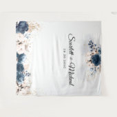 Marineblauw en stoffig Roos trouwceremonie achterg Wandkleed (Voorkant (horizontaal))