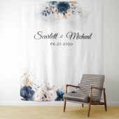 Marineblauw en stoffig Roos trouwceremonie achterg Wandkleed (In situ)