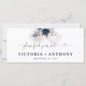 Marineblauw en stoffig Roos Trouwhoofd Tafel Teken (Voorkant)