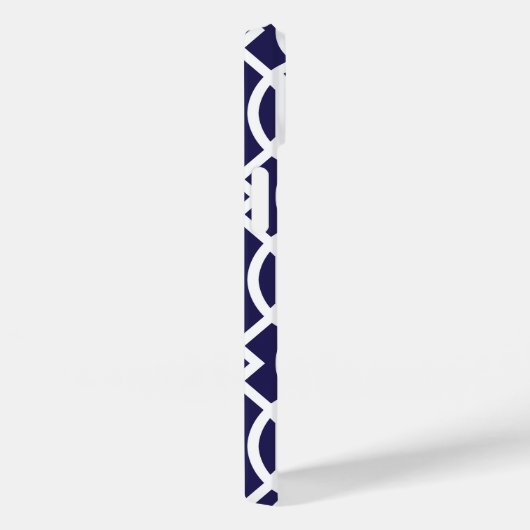 Marineblauw en Turquoise Modern Trellis Monogram Case-Mate iPhone Case (Achterkant / Rechts)