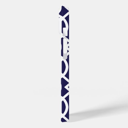 Marineblauw en Turquoise Modern Trellis Monogram Case-Mate iPhone Case (Achterkant / Links)