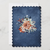 Marineblauw en verbrand Sinaasappel bruiloft bedan Kaart (Achterkant)