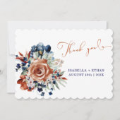 Marineblauw en verbrand Sinaasappel bruiloft bedan Kaart (Voorkant)